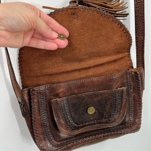 Patricia Nash Beaumont Flap Brown Crossbody Vintage Distressed Leather *READ - Picture 7 of 15